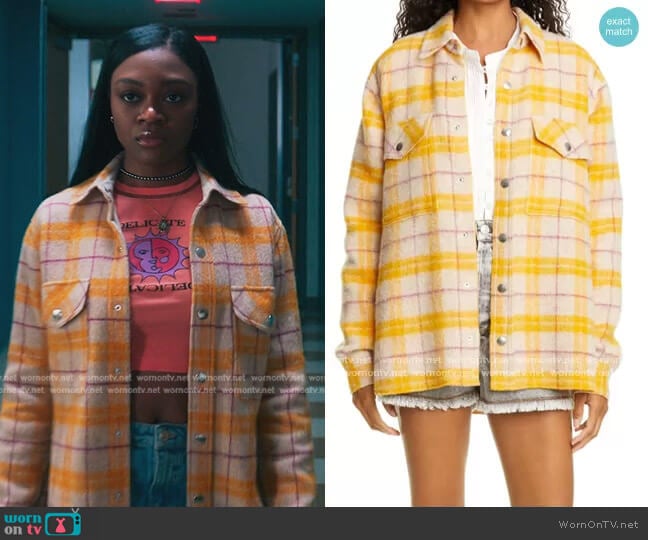 Isabel Marant Etoile Faxonli Plaid Button-Up Jacket worn by Calliope Burns (Imani Lewis) on First Kill