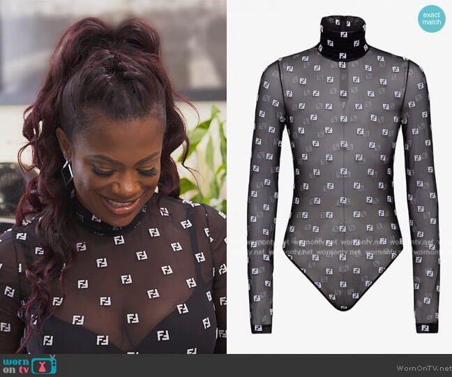Fendi FF logo Bodysuit worn by Kandi Burruss on The Real Housewives of Atlanta