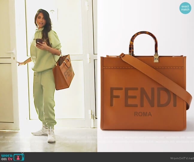 Fendi Sunshine medium leather tote bag worn by Sara Al Madani (Sara Al Madani) on The Real Housewives of Dubai