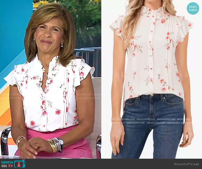 Cece Floral Ruffle Pintuck Blouse worn by Hoda Kotb on Today