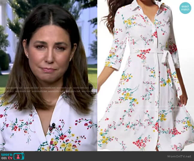 New York & Company Floral Shirt Dress worn by Cecilia Vega on Good Morning America