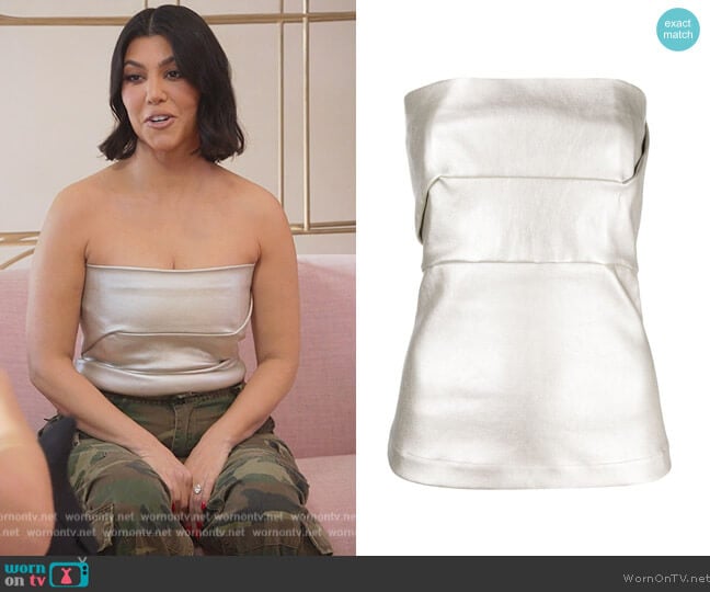 Rick Owens Fogachine coated bustier top worn by Kourtney Kardashian (Kourtney Kardashian) on The Kardashians
