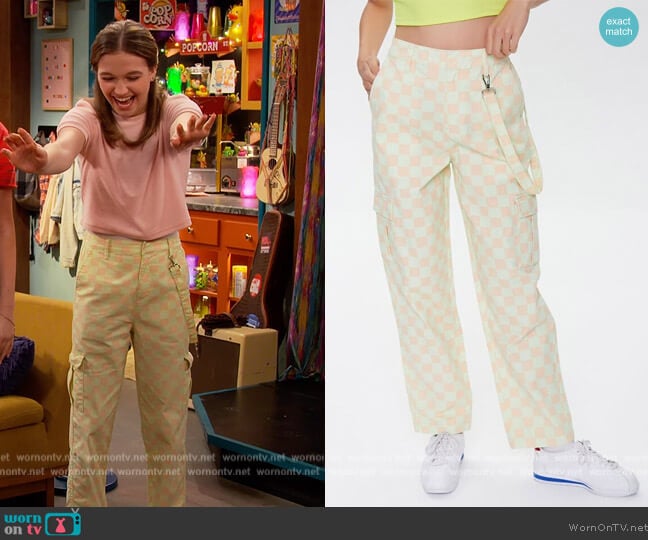 Forever 21 Checkered Cargo Pants worn by Presley (Jayden Bartels) on Side Hustle