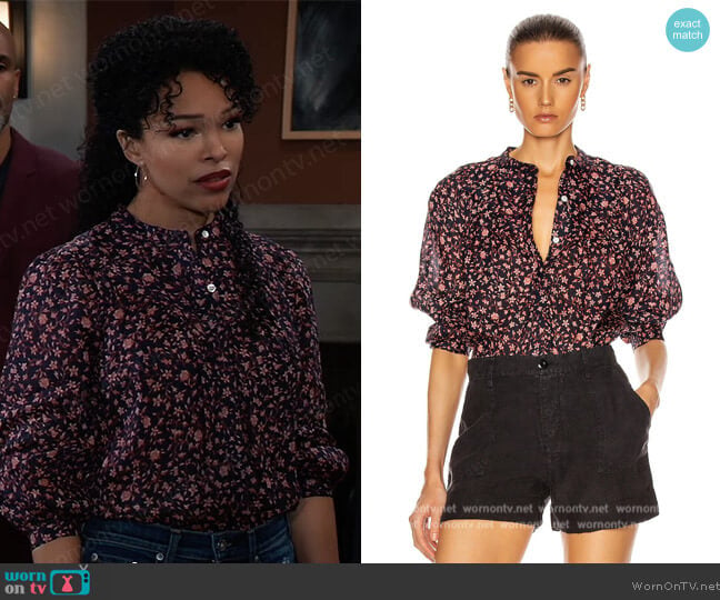 Anita Button Down Top Frame worn by Portia Robinson (Brook Kerr) on General Hospital
