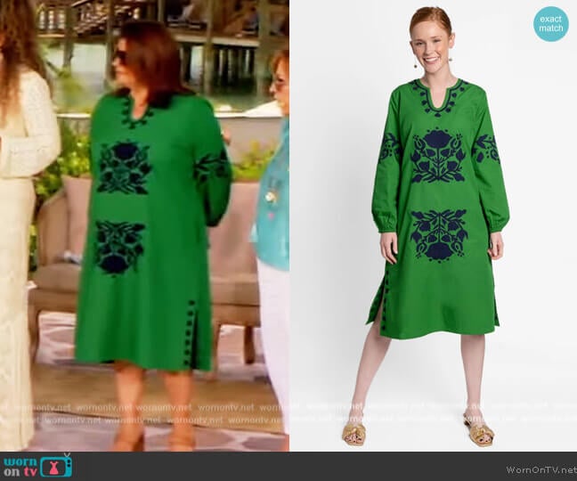 Frances Valentine Kris Midi Dress Green Navy worn by Ana Navarro on The View
