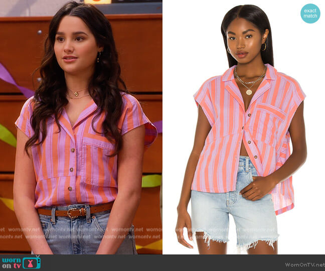 Free People Play It Cool Stripe Top worn by Lex (Jules LeBlanc) on Side Hustle