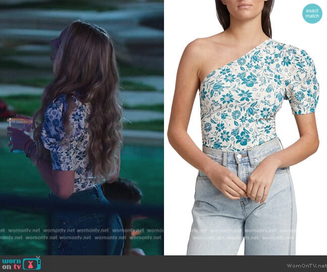 Free People One-Shoulder Floral Print Bodysuit