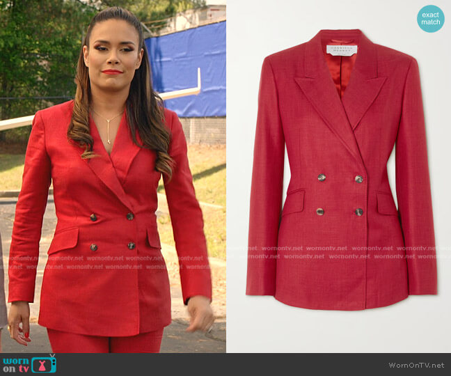 Gabriela Hearst Angela Linen Blazer worn by Cristal Jennings (Daniella Alonso) on Dynasty