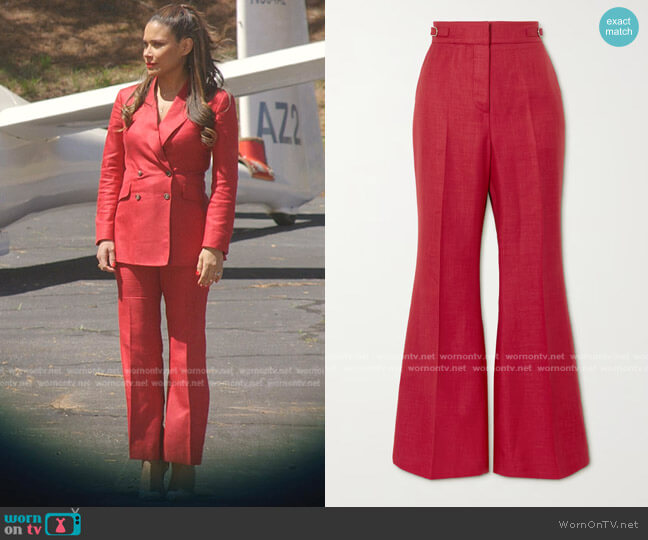 Gabriela Hearst Gabriel Woven Flared Pants worn by Cristal Jennings (Daniella Alonso) on Dynasty