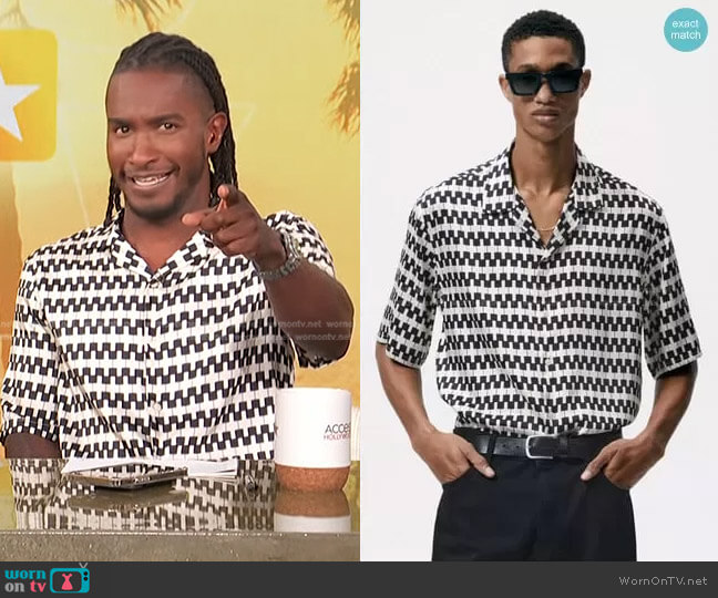 Zara Geometric Print Shirt worn by Scott Evans on Access Hollywood
