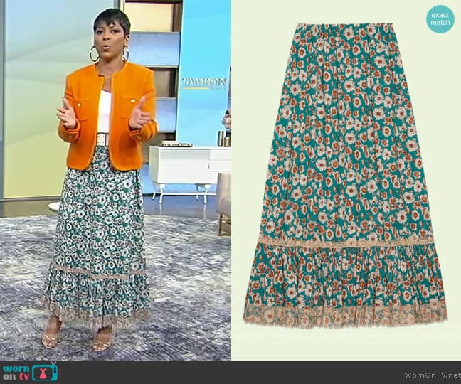 Gucci Floral print cotton skirt worn by Tamron Hall on Tamron Hall Show