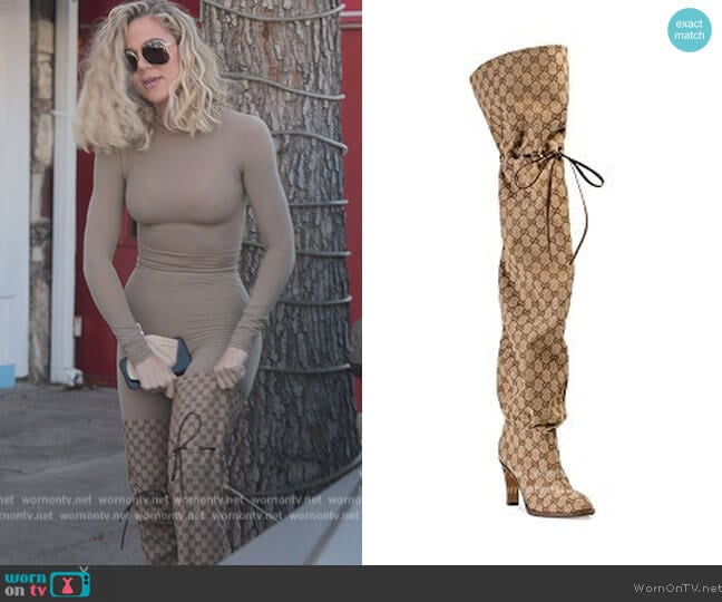 Gucci GG Canvas Over-the-Knee Boots worn by Khloe Kardashian (Khloe Kardashian) on The Kardashians