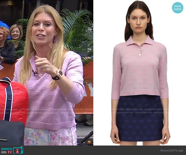 Gucci Gg Wool Knit Lurex Polo Top worn by Jill Martin on Today