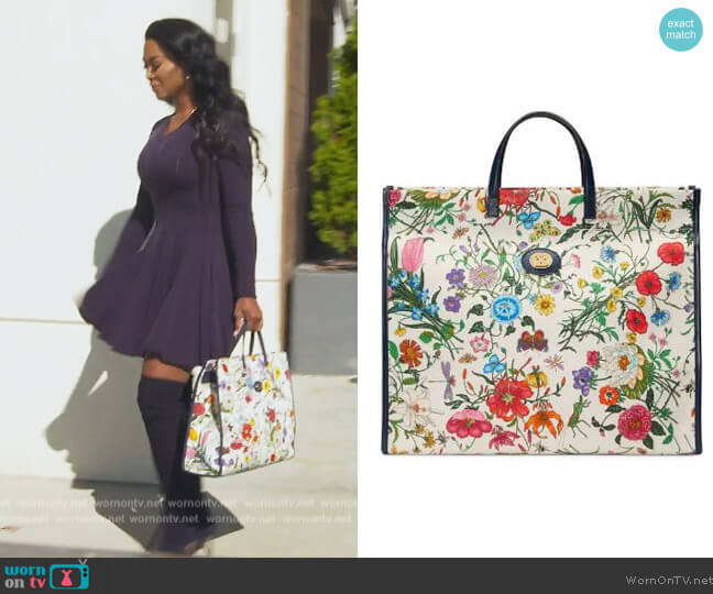 Gucci Large Flora tote bag worn by Kenya Moore on The Real Housewives of Atlanta