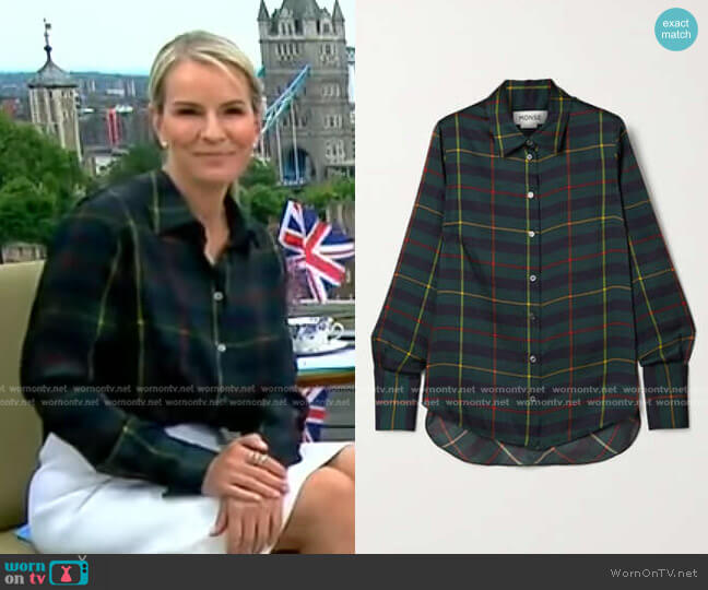 Monse Harris Tartan Cowl Back Shirt worn by Dr. Jennifer Ashton on Good Morning America