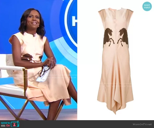 Chloe Horse Print Dress worn by Deborah Roberts on Good Morning America