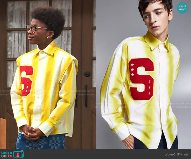 Allen Onyia for INC International Concepts Varsity Button-Up Shirt worn by Noah Lambert (Israel Johnson) on Bunkd