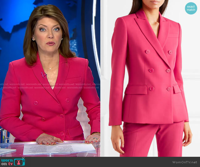 Altuzarra Indiana Double-Breasted Blazer worn by Norah O'Donnell on CBS Evening News