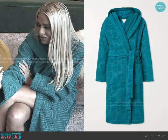 Bottega Veneta Intrecciato-Pattern Flocked Belted Robe worn by Dorit Kemsley on The Real Housewives of Beverly Hills