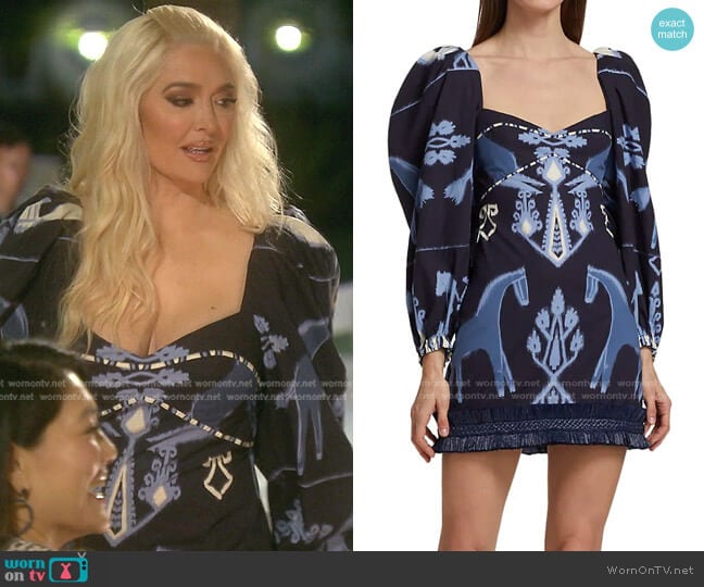Johanna Ortiz Horse-Print Cotton Minidress worn by Erika Jayne on The Real Housewives of Beverly Hills