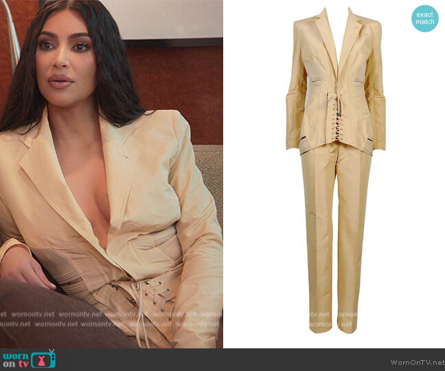 Jean Paul Gaultier Iconic Vintage Peach Corset-Inspired Pant Suit worn by Kim Kardashian (Kim Kardashian) on The Kardashians