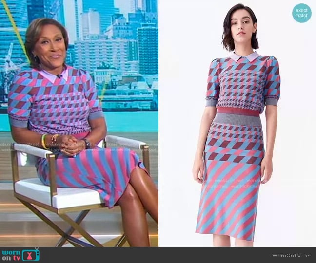 Diane von Furstenberg Jenny Collared Knit Pullover worn by Robin Roberts on Good Morning America