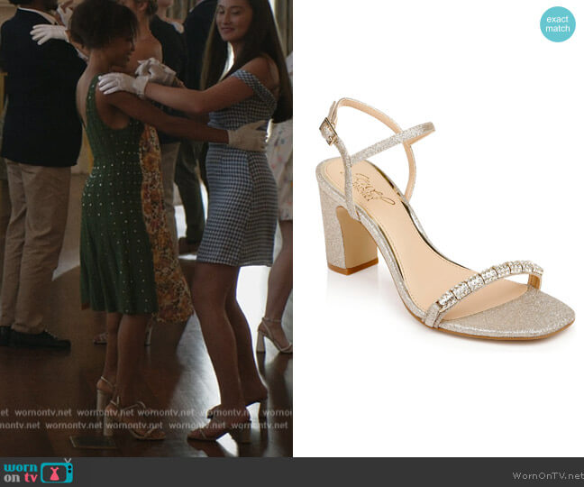 Jewel Badgley Mischka Charlee Block Heel Sandal worn by Nicole (Summer Madison) on The Summer I Turned Pretty