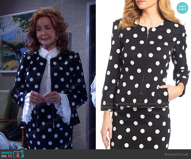John Meyer Polka Dot Zip Front Jacket 2-Piece Skirt Suit worn by Maggie Horton (Suzanne Rogers) on Days of our Lives