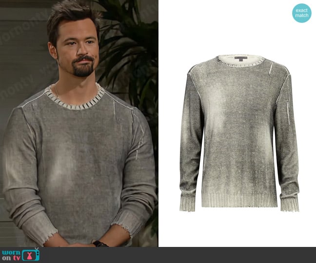 John Varvatos Atchison Fadeaway Printed Crewneck Sweater worn by Thomas Forrester (Matthew Atkinson) on The Bold and the Beautiful