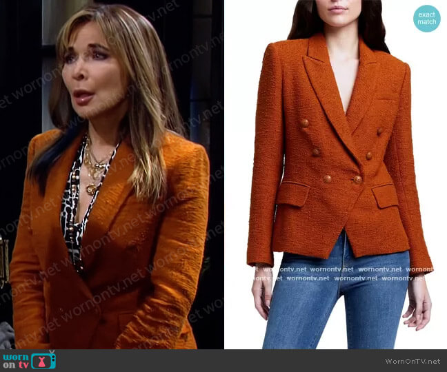 L'Agence Kenzie Double Breasted Tweed Blazer worn by Kate Roberts (Lauren Koslow) on Days of our Lives