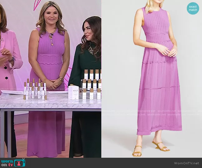 Lela Rose Knit Fit & Flare Midi Dress worn by Jenna Bush Hager on Today