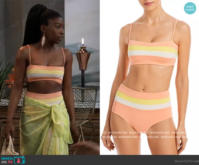 L*Space Rebel Stripe Bikini Top worn by Trina Robinson (Tabyana Ali) on General Hospital