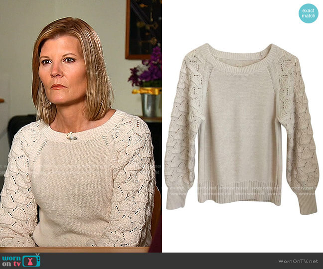 Rebecca Taylor Cotton Wool Sweater in Chalk