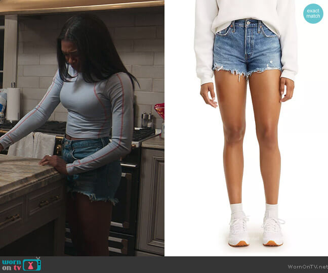 Levis 501 High Rise Denim Shorts worn by Calliope Burns (Imani Lewis) on First Kill