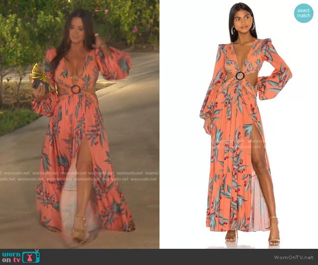 Patbo Long Sleeve Cutout Dress worn by Kyle Richards on The Real Housewives of Beverly Hills