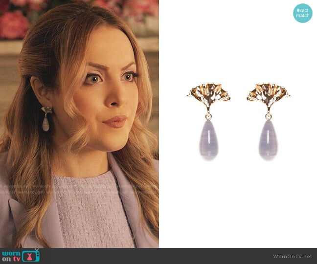Mignonne Gavigan Gingko Drop Earrings worn by Fallon Carrington (Elizabeth Gillies) on Dynasty