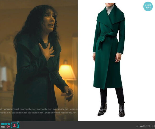 Mackage Mai Lightweight Wool Wrap Coat worn by Allison Hargreeves (Emmy Raver-Lampman) on The Umbrella Academy