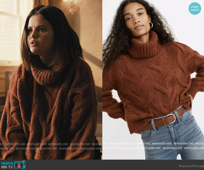 Madewell Somervell Cable Turtleneck Sweater worn by Mabel Mora (Selena Gomez) on Only Murders in the Building