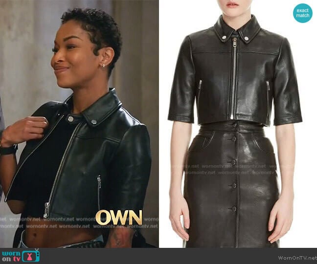 Maje Brittany Crop Leather Jacket