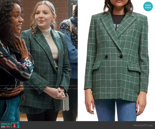 Maje Vislanda Plaid Jacket worn by Lake Meriwether (Bebe Wood) on Love Victor