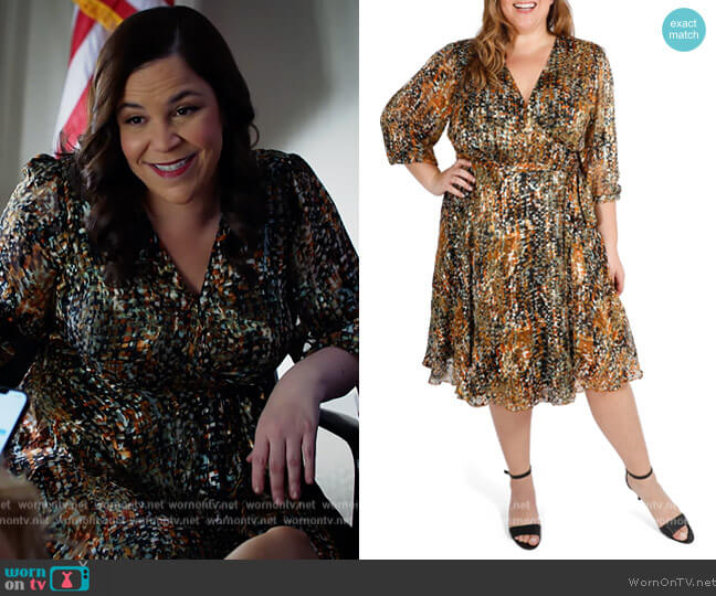 Maree Pour Toi Ruffle Hem Wrap Dress worn by Sara Castillo (Lindsay Mendez) on All Rise