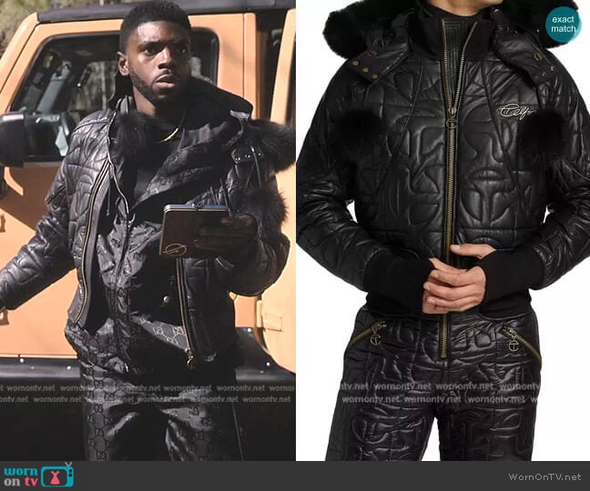 Moose Knuckles x Telfar Unisex Leather Bomber Jacket worn by Tom Swift (Tian Richards) on Tom Swift