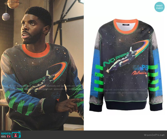 Balmain No Pressure Spaceship Sweatshirt worn by Tom Swift (Tian Richards) on Tom Swift