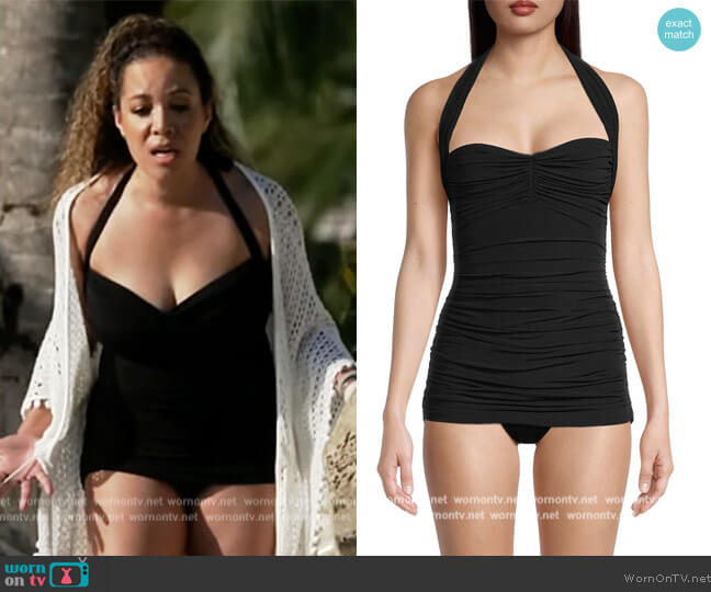 Norma Kamali Bill Mio Shirred Halter One-Piece Swimsuit worn by Sunny Hostin on The View