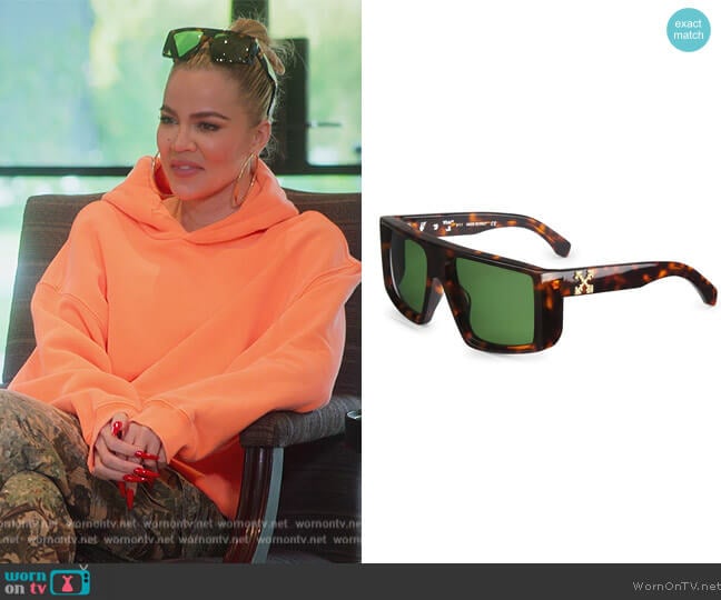 Off-White Alps 145MM Shield Sunglasses worn by Khloe Kardashian (Khloe Kardashian) on The Kardashians