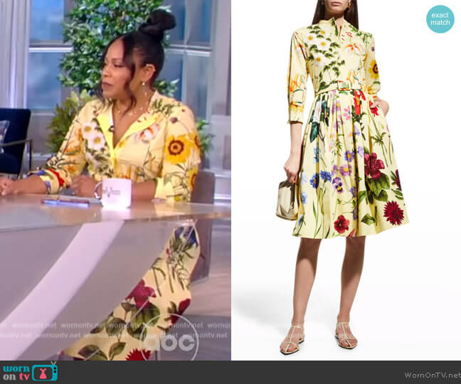 Oscar de la Renta Floral Pleated Midi Dress