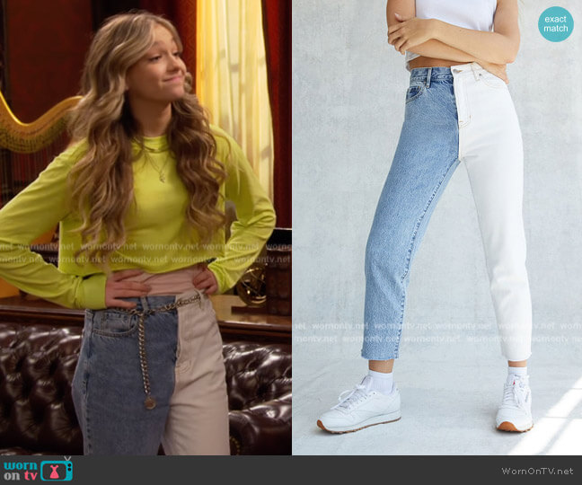 Pacsun White Two-tone High Waisted Jeans worn by Presley (Jayden Bartels) on Side Hustle