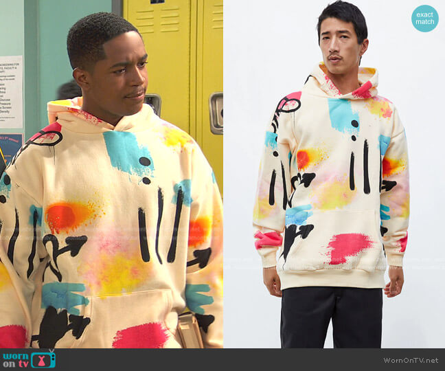 PacSun Scrap Art Hoodie worn by Booker Baxter (Issac Ryan Brown) on Ravens Home
