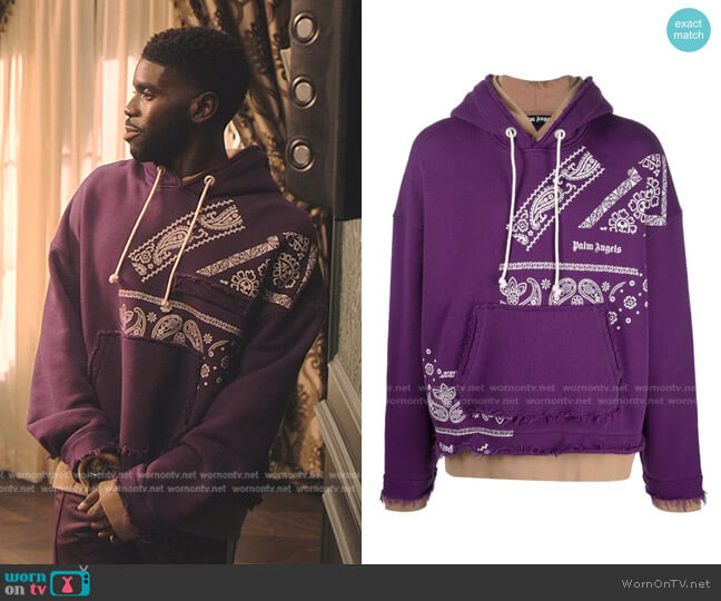 Palm Angels Bandana-Print Hoodie worn by Tom Swift (Tian Richards) on Tom Swift