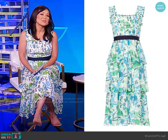 Peter Som Collective Floral Crinkle Tiered Dress worn by Eva Pilgrim on Good Morning America